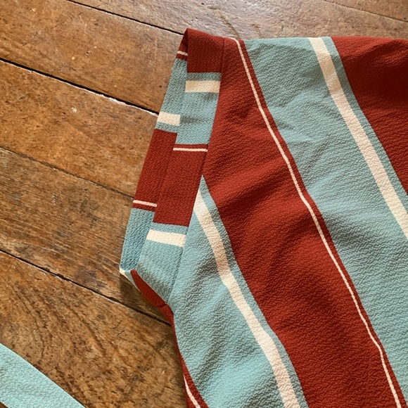 MONTEAU women’s brown and blue pastel  collard TShirt Midi dress, size Medium - Picture 5 of 12